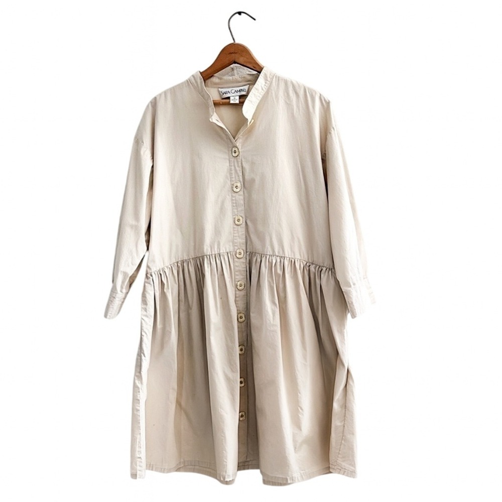 Sara Campbell Oversized Shirt Dress in‎ a Light Tan color - Size Medium